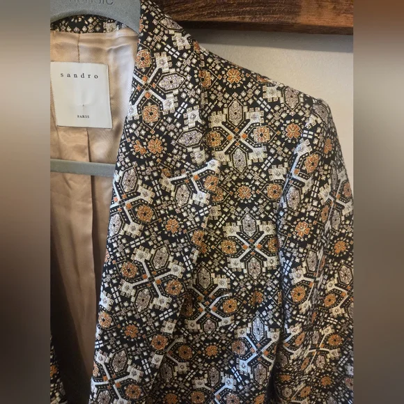 Sandro Ayan Metallic Jacquard Blazer - Picture 10 of 13